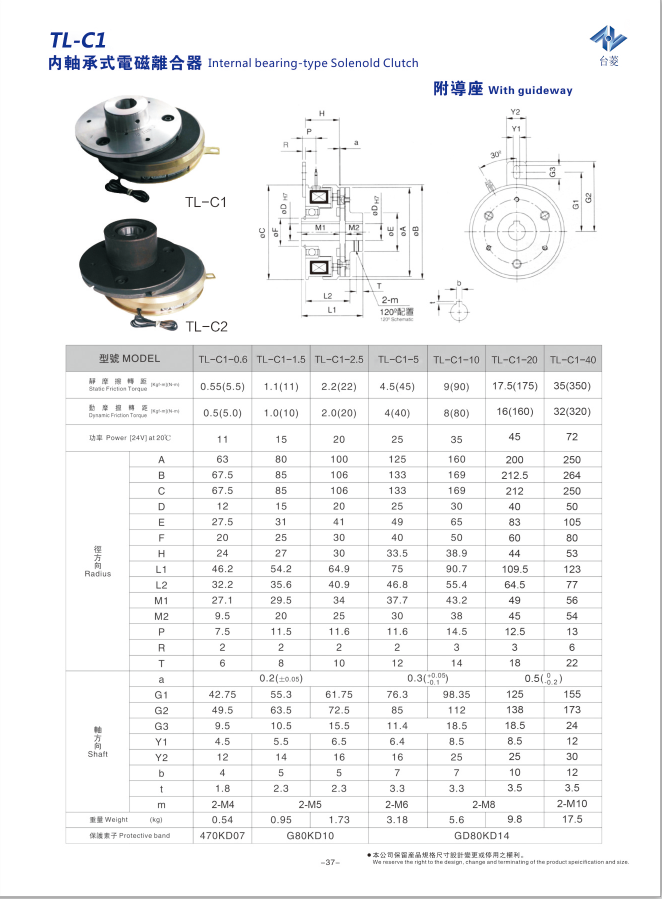 內(nèi)軸承式電磁離合器型號規(guī)格尺寸參數(shù)圖